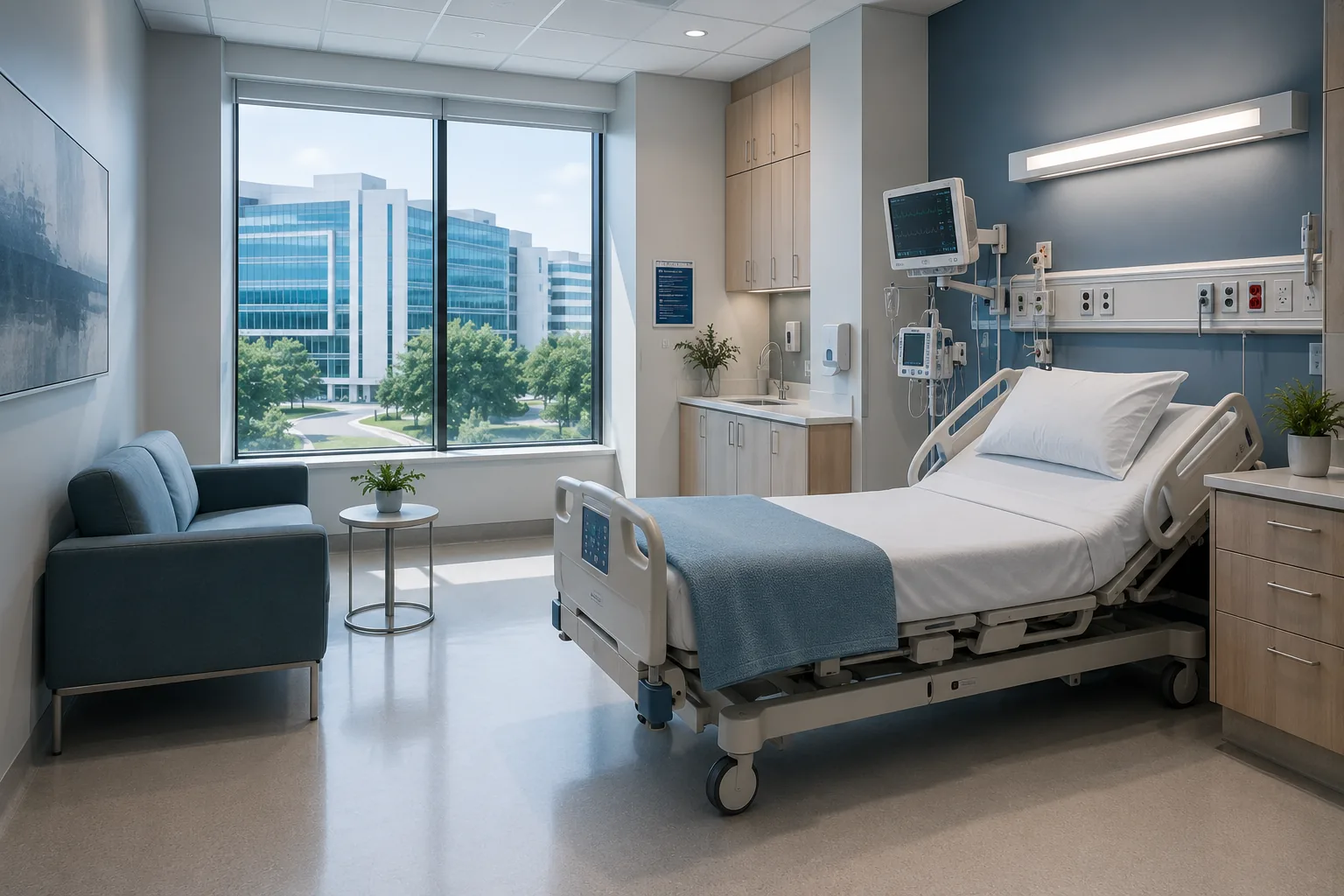 Healthcare facility environment with controlled architectural standards